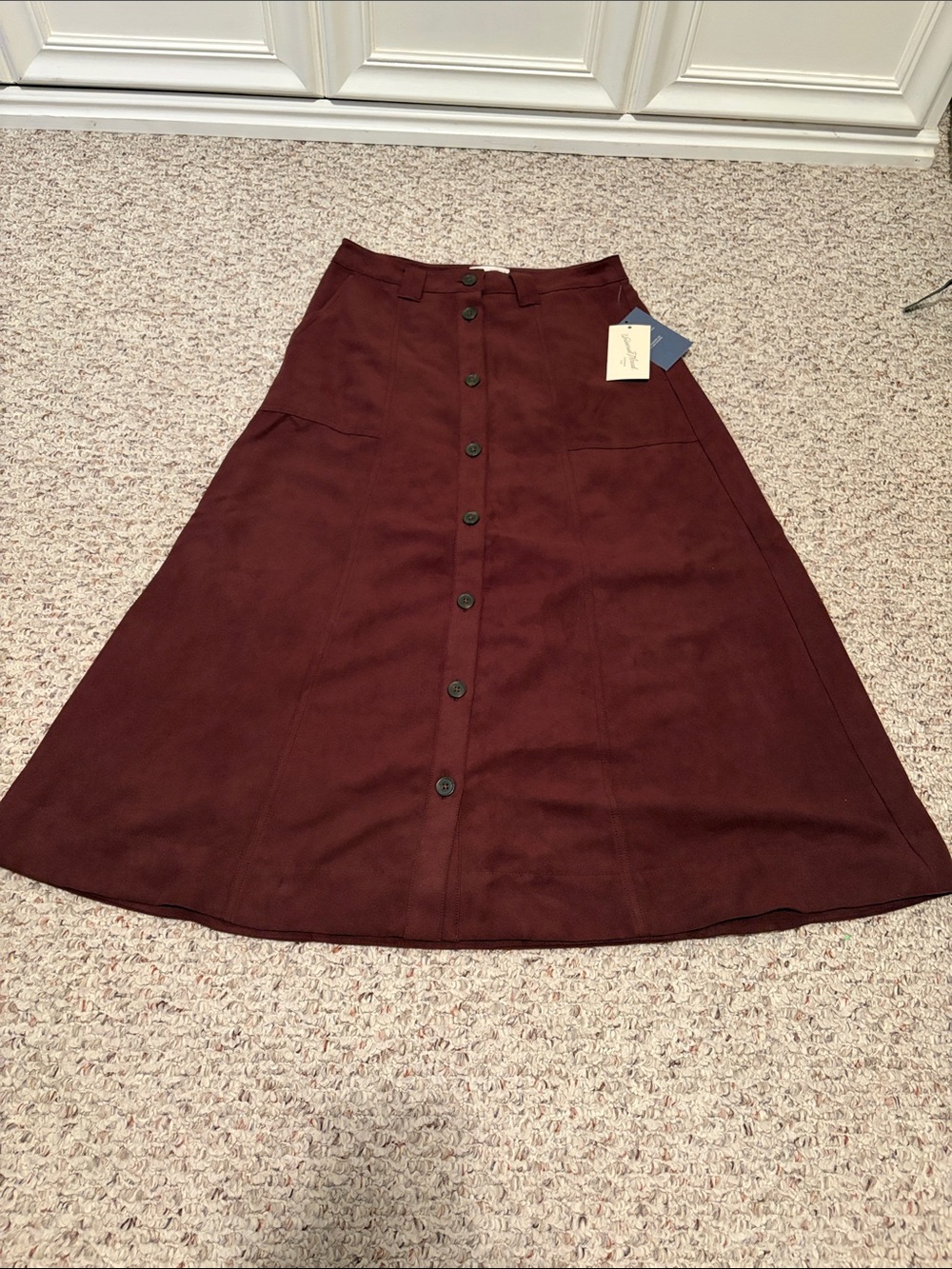 Universal Thread Velvet Button-Front A-Line Skirt